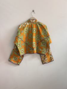 Indian Handmade <b>Quilted</b> Cotton Kantha Jacket For Women Crop Jacket - Product Image 6