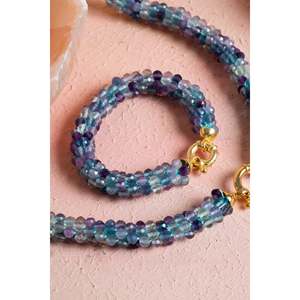 Conjunto de Collar y Pulsera Hechos a Mano con Cierre de Plata y Fluorita, Collar de 48 cm, Pulsera de 19 cm - Product Image 3