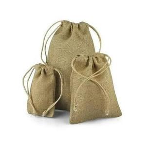 Set Of 2 Natural Jute <b>Bags</b> Custom Size With Rope Knot Prime Quality Daily Usable Sacks Lightweight Object Grocery Shopping - Product Image 2