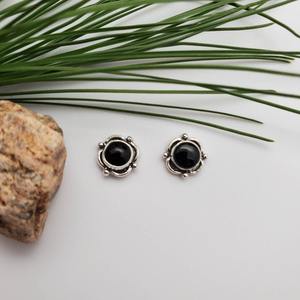 925 Solid Silver Classical Stud Earrings <b>Jewelry</b> for Women 925 Sterling Silver <b>Black</b> Onyx Gemstone Boho Style Handmade Earrings - Product Image 5