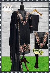เสื้อปักลาย dupatta ฤดูหนาว shalwar kameez georgette และกางเกงผ้าไหมดิบทันสมัยมีให้เลือก4สีที่งดงามสำหรับงานแต่งงาน - Product Image 2