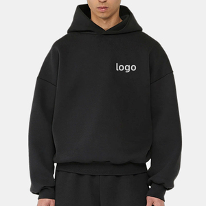 Nuevo diseño personalizado de gran tamaño Drop Shoulder Boxy Fit Hoodies Streetwear Grueso Heavyweight Cropped Hoodie Hombres - Product Image 6