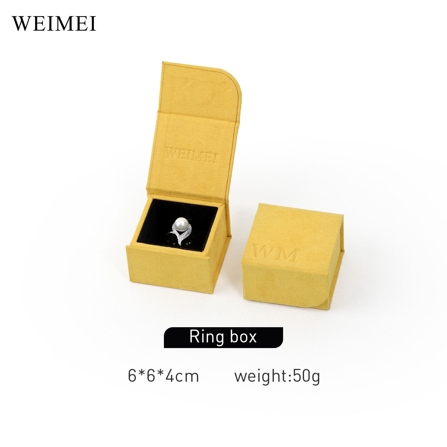 Boîte de bague jaune