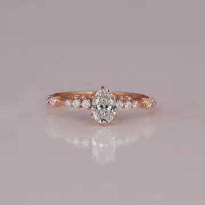 Anillo de compromiso de diamante cultivado en laboratorio de la mejor calidad 10K/14K/18K oro rosa diseño hecho a mano estilo moderno para mujeres para fiestas y regalos - Product Image 1