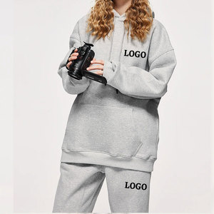 Ensemble de survêtement en polaire pour femme Motif solide Winter Activewear Sweatsuit avec col à capuche - Product Image 5