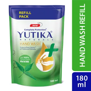 Yutika Naturals Hand Wash Complete Protection Free Sample for Hand Hygiene Protect from Germs pH Balanced Neem 180ml