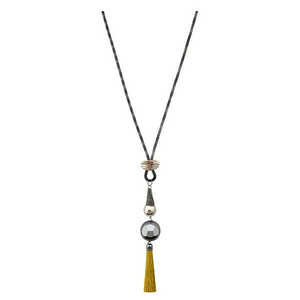 Urthn 2 tonos chapado en oro borla declaración collar de moda religiosa madera y cadenas de aleación para fiesta 1112502E - Product Image 1