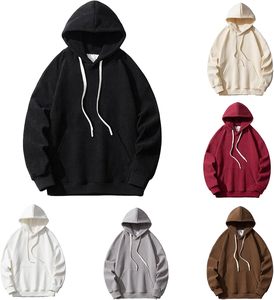 Sudaderas con capucha sólidas para hombres y mujeres, sudaderas con capucha de lana de mezcla suave con bolsillo de canguro, industria deportiva de alta calidad - Product Image 5