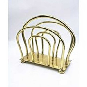 Revistero de metal geométrico dorado, organizador de archivos moderno de escritorio, estante de metal elegante para decoración de oficina en casa, papel multiusos - Product Image 5