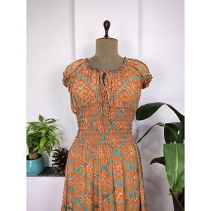Bata Larga de Playa Estampada Floral Estilo Boho para Mujer, Silueta en A con Cintura Natural, Hecha de Tela de Gasa - Product Image 2