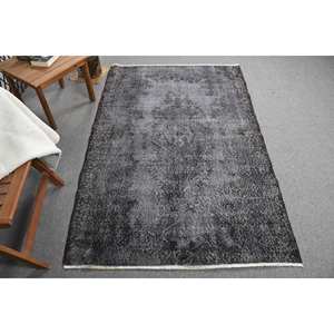 Tapis classique moderne en laine patchwork noir et noir pour le sol de la maison 3.9 'X 6.1' pour la chambre d'entrée ou Hallway-39 "X 61". - Product Image 1