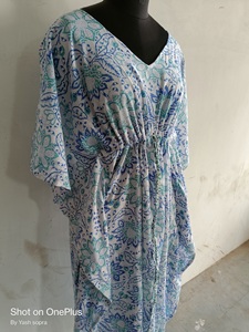 ยอดนิยมชุดสตรีชุดอินเดียแฮนด์เมดฟาริดา Kahlo Kaftan ยาวผ้าฝ้าย Kaftan ผ้าคลุมคืนสวมใส่ Kaftan ผู้หญิงเสื้อผ้า - Product Image 4