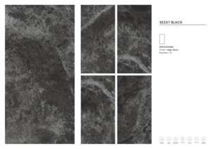 Carreaux en porcelaine noir brillant 600x1200 SEZAT - Product Image 2