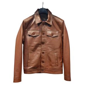 Chaqueta de Motociclista de Cuero Marrón para Hombre - Product Image 6