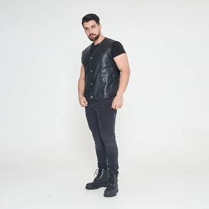 Top Trending Genuine Leather <b>Motorcycle</b> Racing Vest for All Season <b>Chopper</b> Rider Sleeveless Waistcoat for Spring and Autumn - Product Image 3