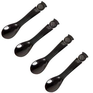 Juego de cucharas pulidas de cuerno de búfalo hechas a mano, cuchara de postre de cuerno de vaca duradera para té/café, cucharas de cuerno elegantes - Product Image 1