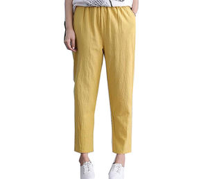 Pantalones de Verano Cómodos para Mujer, 100% Lino, Suministro ODM, Frente Plano, Ecológicos, Transpirables, Ropa Casual - Product Image 2