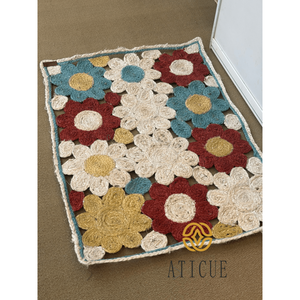 Handmade 26x35 Inch Cotton Crochet Flower Patch Placemat Woven <b>Decorative</b> <b>Table</b> Mat for Home - Product Image 6