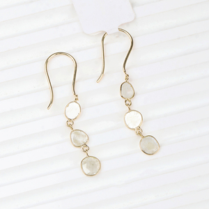 สินค้ามาใหม่อัญมณีเพชรธรรมชาติ18K ต่างหูแบบห้อยทำด้วยมือทำจากทองเหลืองสำหรับผู้หญิงขายส่ง - Product Image 3