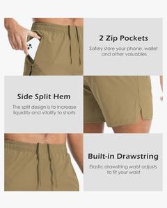 Pantalones cortos deportivos con bolsillo inclinado para hombre, pantalones cortos de lona informales con cintura elástica de secado rápido transpirables de malla sólida para India - Product Image 1