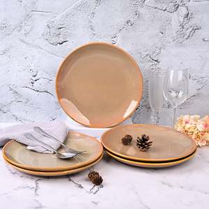 Service d'assiettes en céramique classiques de haute qualité, lot de 4, 10,5 pouces, pour la maison et les réceptions, motif personnalisable, finition excellente, livraison gratuite pour les hôtels - Product Image 1