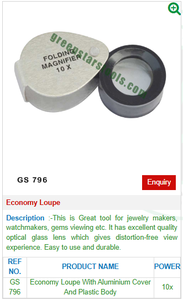 Loupe économique 10x, loupe triple, outil d'inspection de bijoux, couvercle en aluminium, lentille optique | Numéro d'article GS-796 - Product Image 2