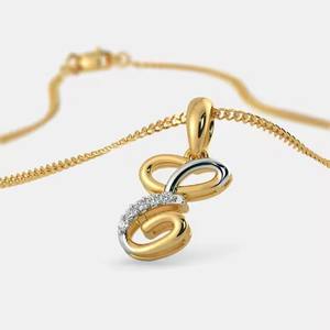 Colgante de diamantes de oro de 18kt de último diseñador con colgantes y dijes de categoría de diseño elegante 'E' - Product Image 3