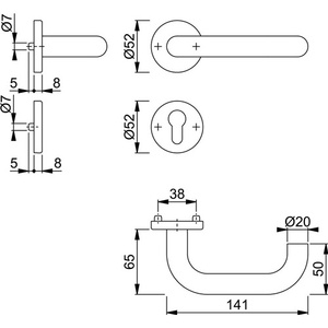 โรเซตต์ ฮาล์ฟเซ็ต ปารีส E138Z/42/42S สแตนเลส F69 สี่เหลี่ยม 8 มม. สำหรับ HOPPE ของตกแต่งบ้าน ชุดป้องกัน - Product Image 3