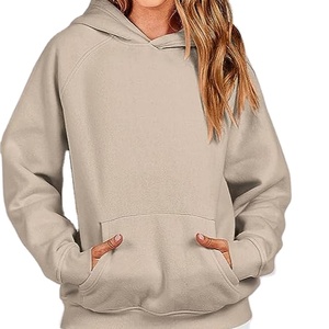 Sudadera con capucha de lana de gran tamaño para mujer de primera calidad, suéter de manga larga con bolsillos, ropa de otoño con corte corto - Product Image 1