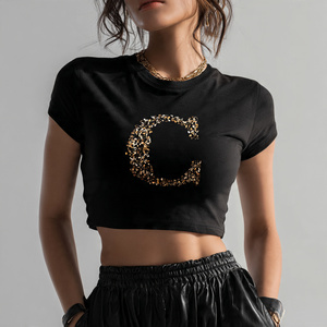 Camiseta Corta Deportiva Estampada 100% Poliéster para Mujer, Tops Cortos Sublimados para Yoga, Camiseta Corta Estampada de Manga Corta para Mujer - Product Image 3