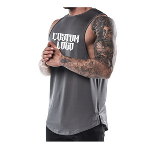 High Quality Solid Color Custom Ribbed Knitted Plus Size Breathable Eco-Friendly Men's Gym Sports Tank Tops Stringer Muscle - Product Image 4