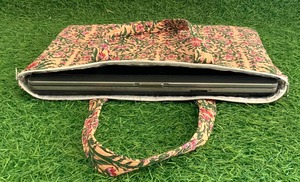 100% Pure Cotton Block Print Quilted Handmade <b>Laptop</b> Protector Handle <b>Bag</b> Lightweight Waterproof for 13\" 15\" 17\" Outdoor - Product Image 4
