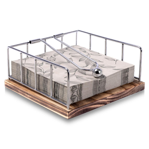 Servilletero de Metal Dorado Premium para Encimera de Cocina con Brazo Ponderado y Base de Madera para Mesa de Comedor y Uso en Restaurantes - Product Image 2