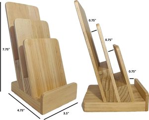 3-Tier Pine Wood Literature Holder Trifold Brochure Holder Flyer Holder Postcard <b>Display</b> and Countertop Wooden <b>Display</b> <b>Stand</b> - Product Image 2
