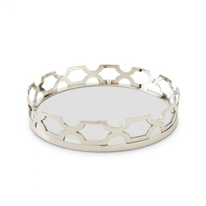 Round Vanity <b>Tray</b> in Gold with Luxury Finished Perfect for Elegant <b>Jewelry</b> Display and Stylish Tea Serving Made in India - Product Image 4
