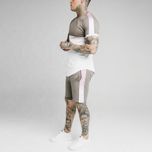 Servicio OEM al por mayor mejor personalizado chándal corto 2 piezas pantalones cortos hombres camiseta Conjunto personalizado sólido Color Rosa hombres verano conjunto corto - Product Image 3