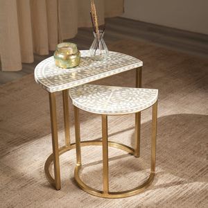 Mesa de centro de madera maciza hecha a mano india, diseño moderno, incrustaciones artísticas de hueso, característica para interiores de decoración del hogar de tendencia lujosa - Product Image 1