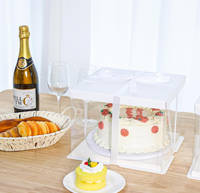Boîte à gâteau en plastique transparent recyclé en gros 10''x10''x8'' carrée haute avec logo personnalisé Service OEM/ODM pour mariage et boulangerie