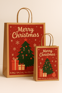Bolsas de regalo de Navidad de papel Kraft ecológicas de lujo con embalaje promocional impreso personalizado para marcas - Product Image 3