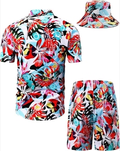 ชุดเซ็ต 3 ชิ้น เสื้อฮาวาย กางเกงขาสั้น และหมวกเข้าชุด สำหรับผู้ชาย ยี่ห้อ High Quality Ying Wears สไตล์วินเทจ ระบายอากาศได้ดี เหมาะสำหรับฤดูร้อน ใส่ไปเที่ยวชายหาด - Product Image 4
