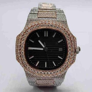 Montre pour homme Hip Hop, diamants de laboratoire, clarté VVS améliorée, bracelet en caoutchouc bleu, cadran en verre, à porter partout, pour toutes les occasions. - Product Image 2