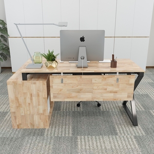 Bureau d'ordinateur en chêne exécutif XConcept HBXC014, bureau moderne en forme de L, 140x140, Contemporain - Product Image 3