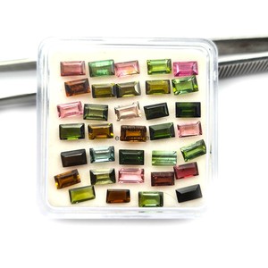 Pierres précieuses en tourmaline naturelle de 3x5 mm, taille baguette, facettées, calibrées, multi-tourmaline, pour la fabrication de bijoux, pour Alibaba - Product Image 5