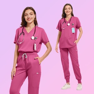 Top qualité respirant mode femmes soins infirmiers gommage ensembles pantalon droit grands uniformes d'hôpital mignon soins infirmiers gommages - Product Image 5