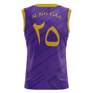 Camiseta personalizable de 100% poliéster GAA para hombre, conjuntos de fútbol de manga corta de alta calidad, patrón sólido con logotipo frontal a la venta - Product Image 2