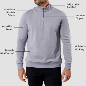 Sweatshirts OEM Custom Factory Half Zip Sweatshirts Hoodies Mock Neck Zip up Sweatshirts pour hommes Haute Qualité ODM - Product Image 5