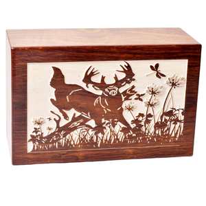 Caja de cremación de palisandro para cenizas humanas Árbol DE LA VIDA Ciervo Urna personalizada para mascotas Entierro hecho a mano - Product Image 4