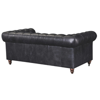 Canapé modulaire inclinable Chesterfield bleu océan, design moderne, deux places, en cuir véritable, avec dossier capitonné, structure solide