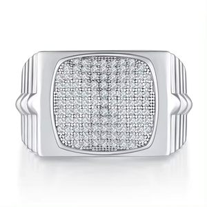 <b>Mens</b> 18K White Gold Plated 925 Sterling <b>Silver</b> <b>Ring</b> Cubic Zirconia Diamond Rhodium Plated Wedding Band Classic Engagement <b>Ring</b> - Product Image 5