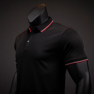 Vente en gros Logo personnalisé Chemise unie de haute qualité Polos en coton et polyester pour hommes - Product Image 5